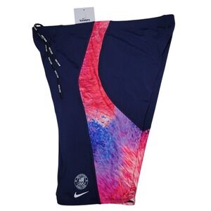 Nike Swim Jammer Swimsuit Shorts Mens 34 Blue USA Olympic Team Hydrastrong NEW
